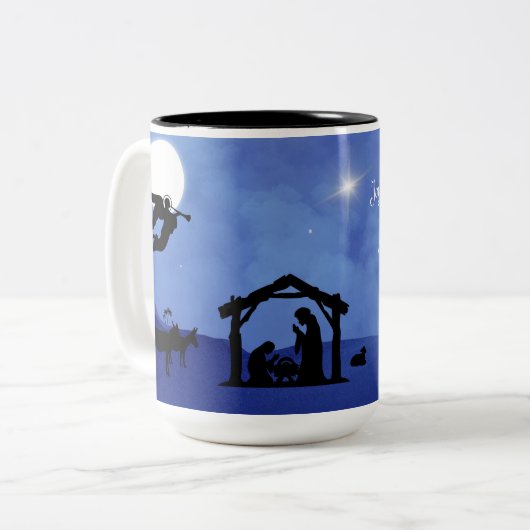 主が青く輝く世界への来喜び ツートーンマグカップ (正面左)