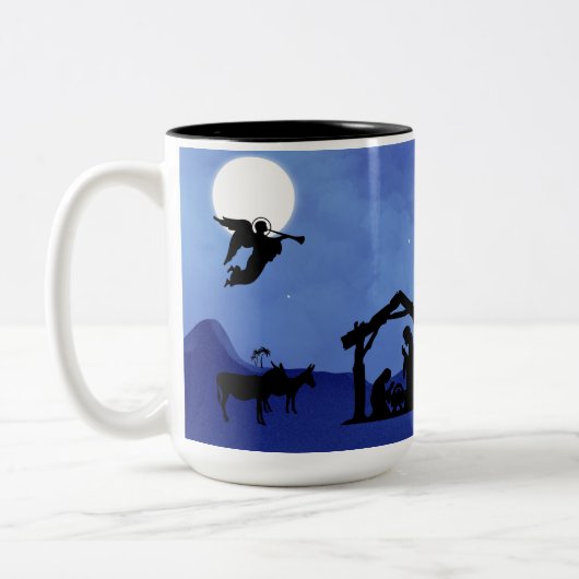 主が青く輝く世界への来喜び ツートーンマグカップ (左)
