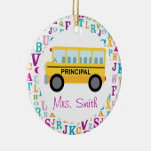 主でパーソナライズなスクールバスのオーナメントのギフト セラミックオーナメント (右)
