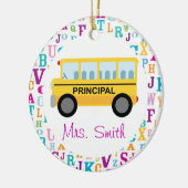 主でパーソナライズなスクールバスのオーナメントのギフト セラミックオーナメント (左)