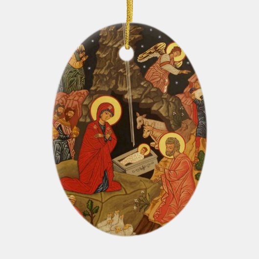 主と救い主イエス・キリストの出生 セラミックオーナメント (正面)