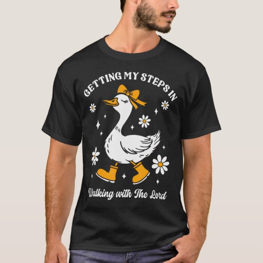 主と歩む私の歩数をこなす Tシャツ (正面)