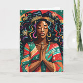 主と賛美およ保り聖降誕祭の黒人女性 カード (正面)