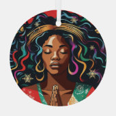 主と賛美およ保り聖降誕祭の黒人女性 ガラスオーナメント (裏面)