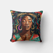 主と賛美およ保り聖降誕祭の黒人女性 クッション (正面)