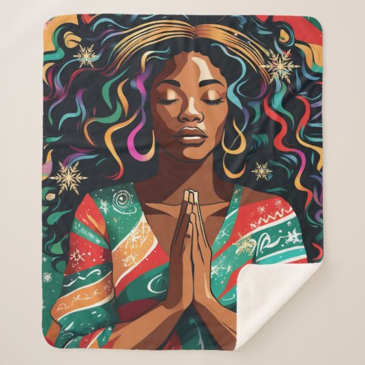 主と賛美およ保り聖降誕祭の黒人女性 シェルパブランケット (正面)