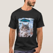 主なおもしろいあらいぐま猫UFOエイリアン自撮り Tシャツ (正面)