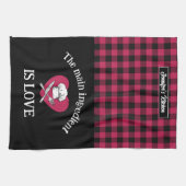 主なおもしろい成分はラブレッドブラックプレイド キッチンタオル (横)