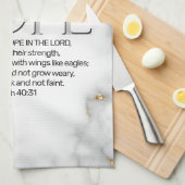 主なる聖なる書物、 経典の祈りの詩イザヤ40:31 キッチンタオル (四つ折り)