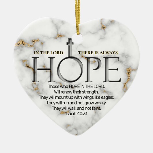 主なる聖なる書物、 経典の祈りの詩イザヤ40:31 セラミックオーナメント (正面)