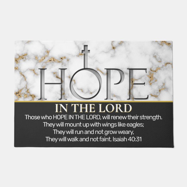 主なる聖なる書物、 経典の祈りの詩イザヤ40:31 ドアマット (正面)