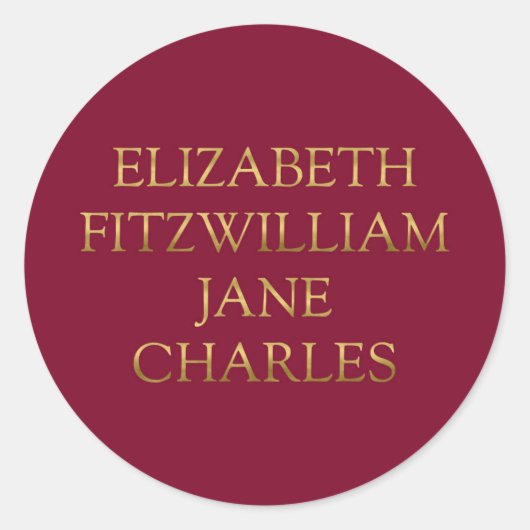 主なキャラクターのプライドと偏見 ラウンドシール (正面)