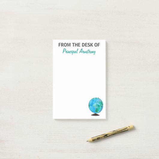 主な学校の水彩画の地球の机から ポストイット (デスク上)