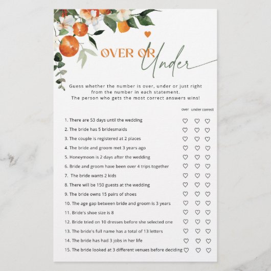 主な絞り柑橘類の上または下ブライダルゲーム (正面)