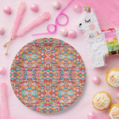 主にピンクの花柄デザイン ペーパープレート (パーティー)