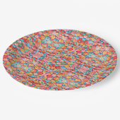 主にピンクの花柄デザイン ペーパープレート (アングル)