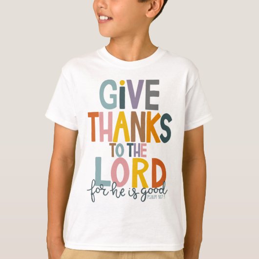 主に与え感謝してい対して彼は良いイエスの秋である Tシャツ (正面)