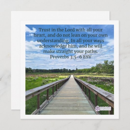 「主に信頼」ノートカー感動的ド 招待状 (正面/裏面)