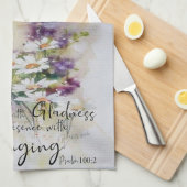 主に喜びをもって仕えるフローラ キッチンタオル (四つ折り)