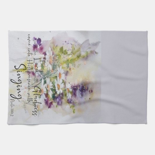 主に喜びをもって仕えるフローラ キッチンタオル (横)