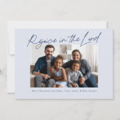 主に喜ぶ手書きのクリスマスブルー シーズンカード (正面)