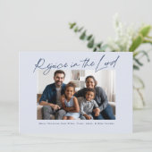 主に喜ぶ手書きのクリスマスブルー シーズンカード (スタンド正面)