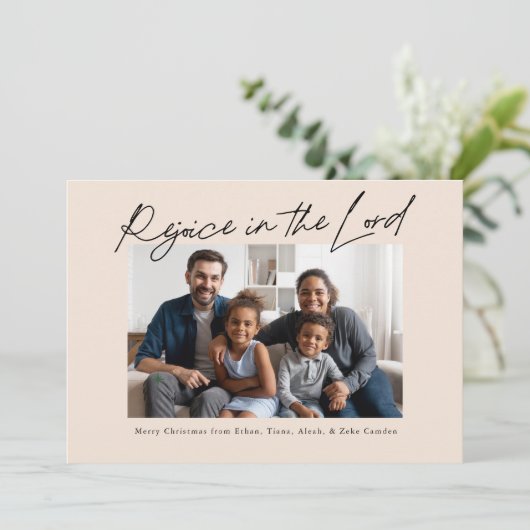 主に喜ぶ手書きのクリスマス シーズンカード (スタンド正面)