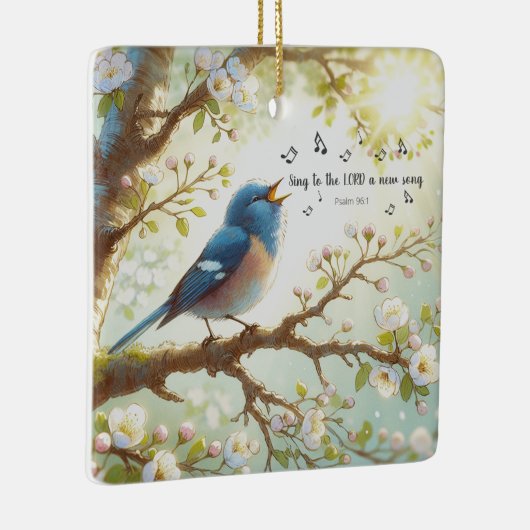 主に新しい歌を歌う詩篇96:1 セラミックオーナメント (右)