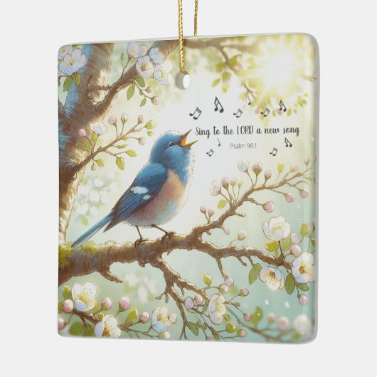 主に新しい歌を歌う詩篇96:1 セラミックオーナメント (左)