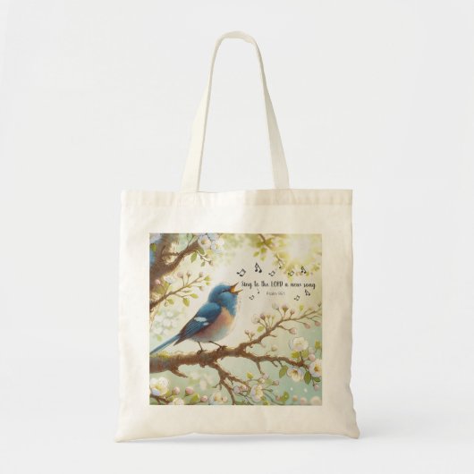 主に新しい歌を歌う詩篇96:1 トートバッグ (正面)