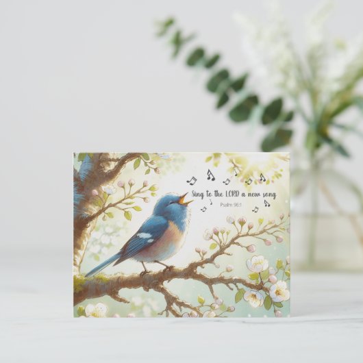 主に新しい歌を歌う詩篇96:1 ポストカード (スタンド正面)