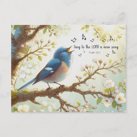主に新しい歌を歌う詩篇96:1 ポストカード (正面)