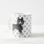 主に黒のシベリアンハスキー漫画犬と足 コーヒーマグカップ (正面左)