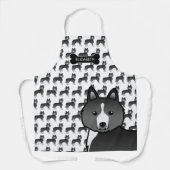 主に黒シベリアのハスキーの漫画の犬と名前 エプロン (正面)