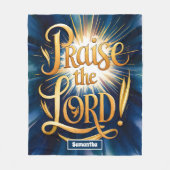 主のパーソナライズされたヴィンテージを褒める フリースブランケット (正面)