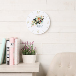 主の中に残るフローラ ラージ壁時計