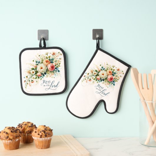 主の中に残るフローラ 鍋つかみ&鍋敷きセット (インサイチュ (吊り下げ))