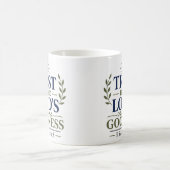 主の善良さを信じる朝の引用句 コーヒーマグカップ (中央)