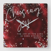 主の喜びはあなたの力KJV節である スクエア壁時計 (正面)