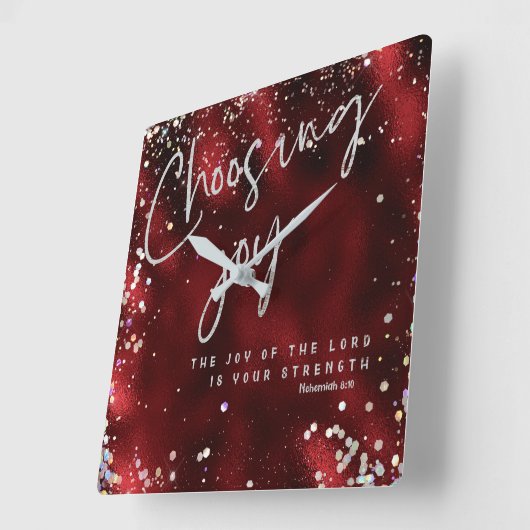 主の喜びはあなたの力KJV節である スクエア壁時計 (傾斜)