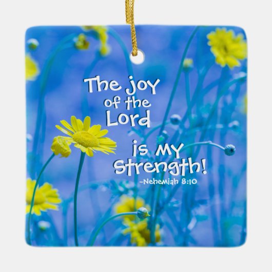 主の喜びは私の強い、クリスマス セラミックオーナメント (正面)