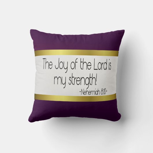 主の喜びは私の強さの枕です: 紫色 クッション (裏面)