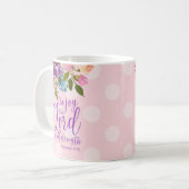 主の喜びは私の強みのピンクのフローラ コーヒーマグカップ (正面左)