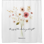 主の喜び ミニマリスト 花柄 シャワーカーテン (正面)