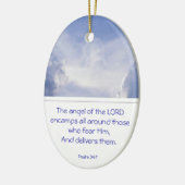 主の天使がエンカのまわりにンプ,詩篇34:7 セラミックオーナメント (左)