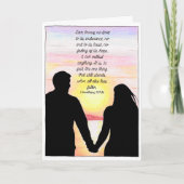 『主の愛に包まれて』シルエットの夫婦が浜辺を歩くカード カード (正面)