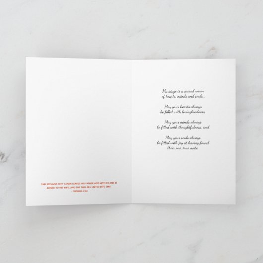 『主の愛に包まれて』シルエットの夫婦が浜辺を歩くカード カード (内部)