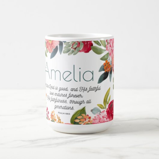 主の愛は明るいフローラ名マグに耐える コーヒーマグカップ (中央)