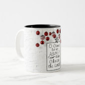 主の来キリストを崇拝しよう、クリスマス ツートーンマグカップ (正面左)