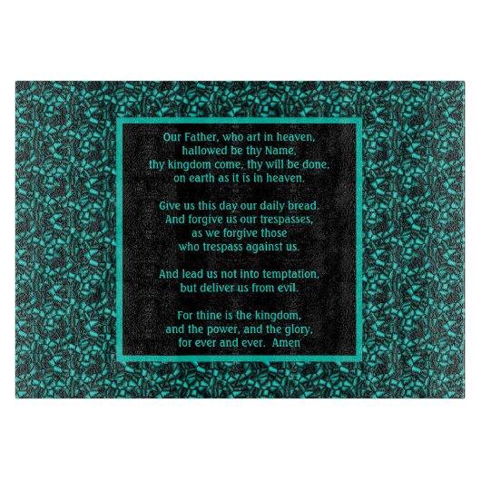 主の祈りの言葉わが父の抽象芸術 カッティングボード (正面)